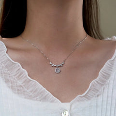 Sterling Silver Zircon Smile Face Necklace - beautiful Smile Face Necklace