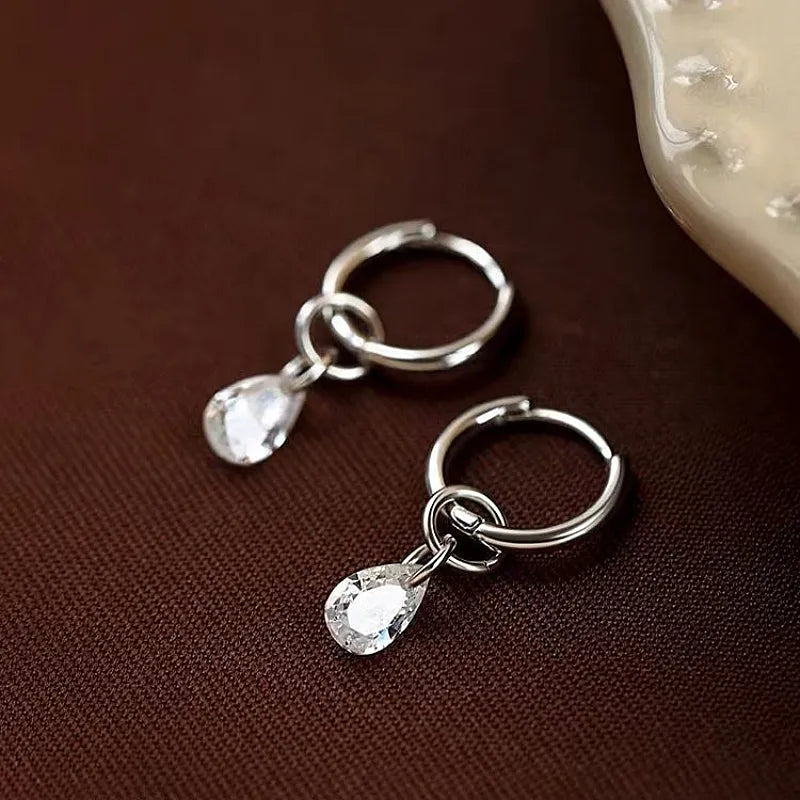 Close-up detail of the sparkling zircons and plating on the Tassel Drop Earrings