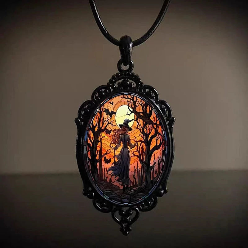 Witch Halloween Pendant Necklaces - beautiful Witch Pendant Necklace