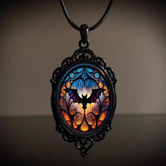 Witch Halloween Pendant Necklaces worn to showcase its length and pendant detail