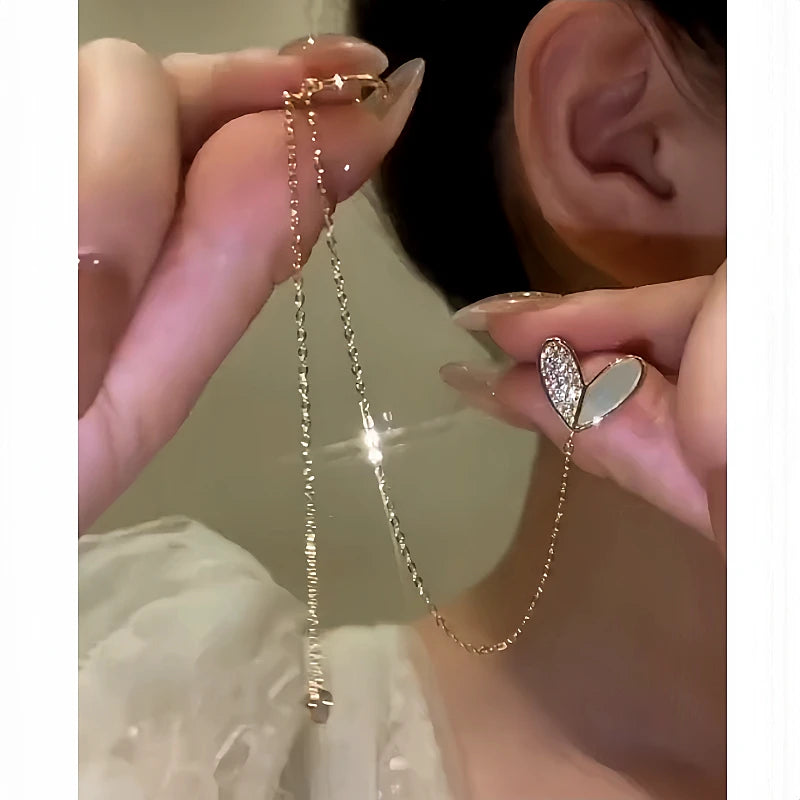 Close-up detail of the sparkling zircons and plating on the Zircon Ear Cuffs