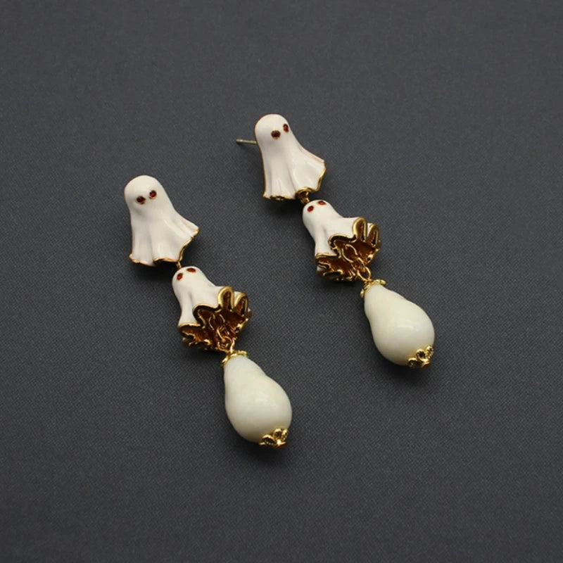 Close-up detail of the sparkling zircons and plating on the Ghost Earrings