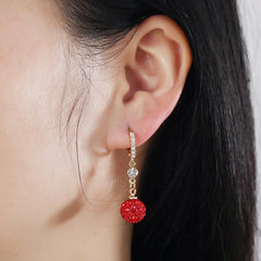 Red Ball & Diamond Bow Earrings