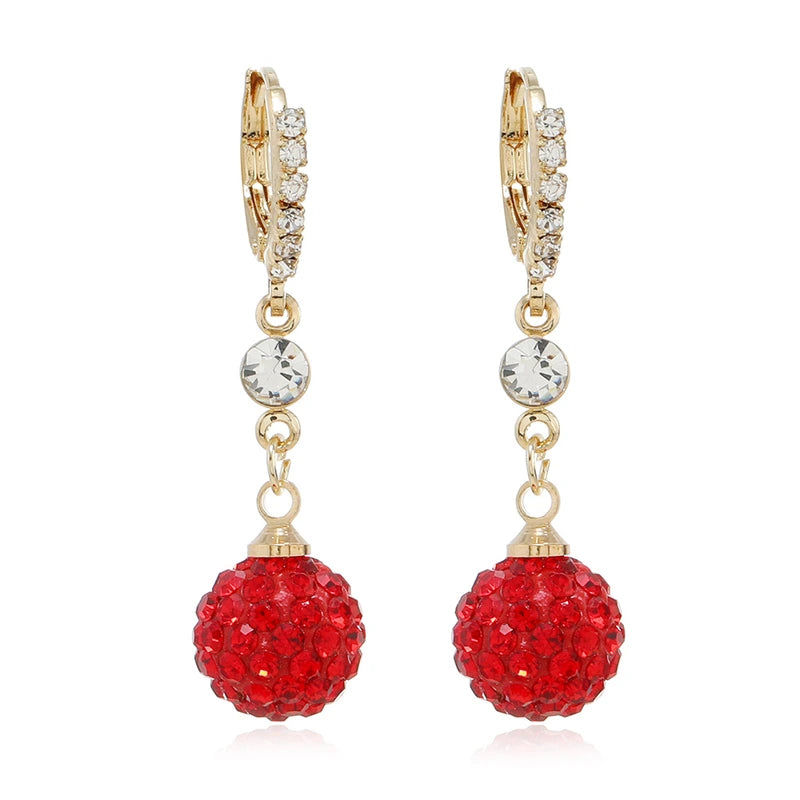 Red Ball & Diamond Bow Earrings