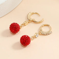 Red Ball & Diamond Bow Earrings