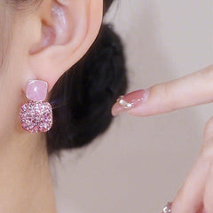 빈티지 바로크 핑크 지르콘 템퍼러먼트 귀걸이