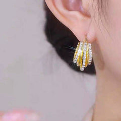 Luxury Triple Layer CZ Hoop Earrings