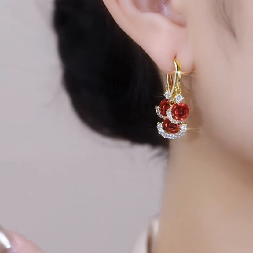 Romantic & Classic Red Rose Earrings