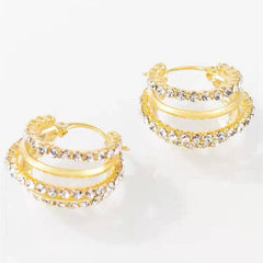 Luxury Triple Layer CZ Hoop Earrings