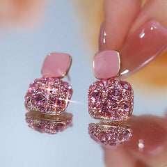 빈티지 바로크 핑크 지르콘 템퍼러먼트 귀걸이