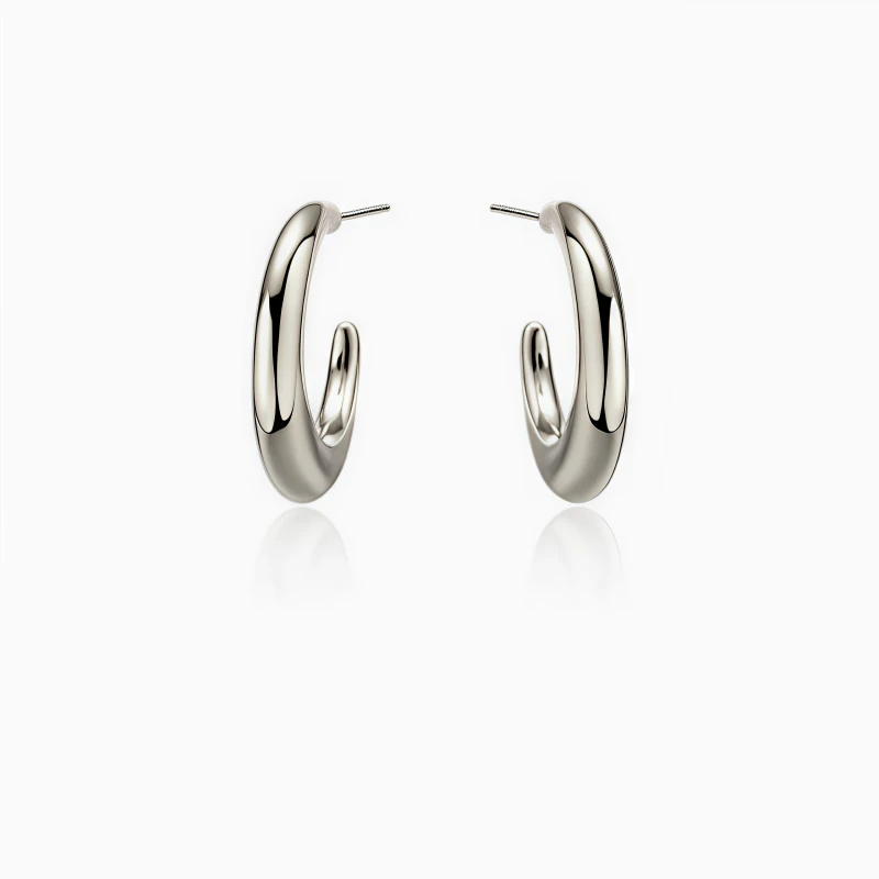 Angled view of the 14K Gold-Plated Trending C-Shaped Earrings
