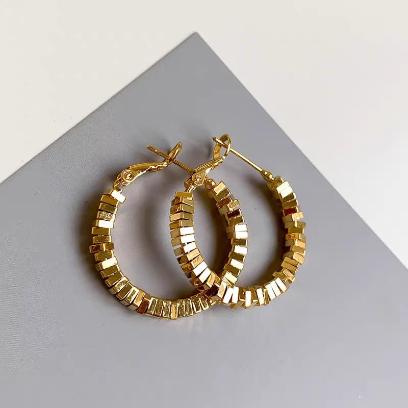 14K Gold-Plated Broken Diamond Hoop Earrings - elegant Diamond Hoop Earrings