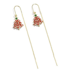 Close-up detail of the sparkling zircons and plating on the christmas tree earrings