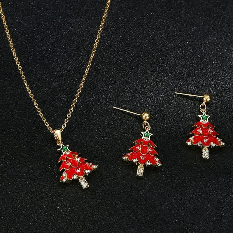 Close-up detail of the sparkling zircons and plating on the Christmas Tree Earrings