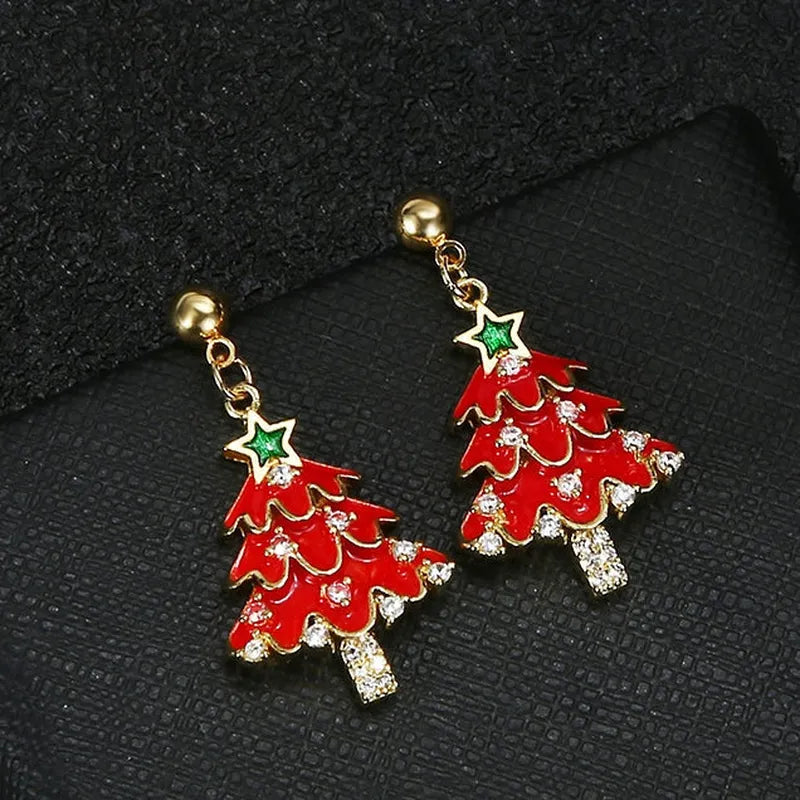 18K Gold Plated Luxury Christmas Tree Earrings - elegant Christmas Tree Earrings