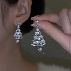 Zircon Christmas Tree Earrings - elegant Christmas Tree Earrings